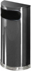 Rubbermaid - 9 Gal Gray Half-Round Decorative Waste Receptacle With Top - Steel, 813mm High x 457.2mm Wide - A1 Tooling