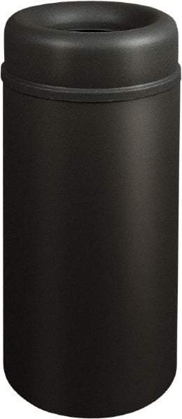 Rubbermaid - 15 Gal Black Round Decorative Waste Receptacle With Top - Steel, 30" High - A1 Tooling