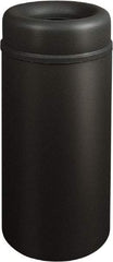 Rubbermaid - 15 Gal Black Round Decorative Waste Receptacle With Top - Steel, 30" High - A1 Tooling