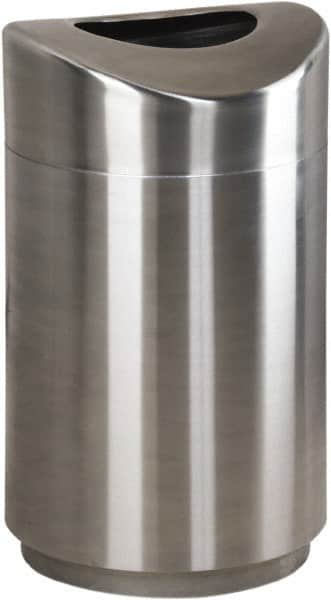 Rubbermaid - 30 Gal Silver Round Decorative Waste Receptacle With Top - Metal, 851mm High - A1 Tooling