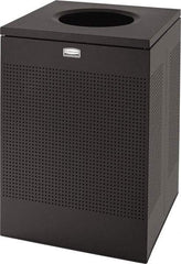 Rubbermaid - 40 Gal Black Square Decorative Waste Receptacle With Top - Steel, 30" High x 476.25mm Long x 476.25mm Wide - A1 Tooling