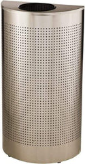 Rubbermaid - 12 Gal Silver Half-Round Decorative Waste Receptacle With Top - Stainless Steel, 32" High x 18" Wide - A1 Tooling