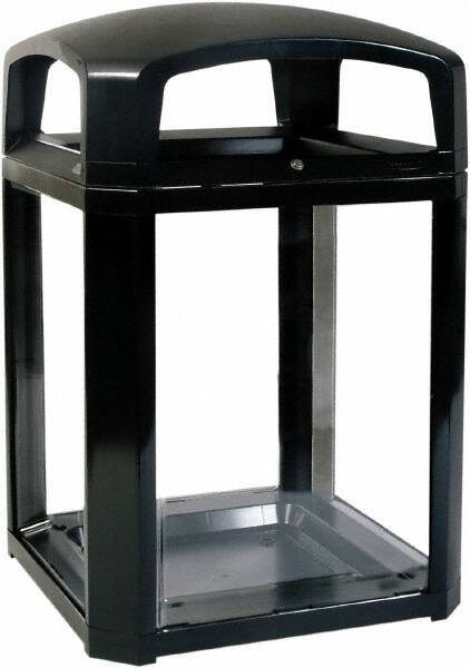 Rubbermaid - 50 Gal Black Square Decorative Waste Receptacle With Top - Polycarbonate, 1,181mm High x 660.4mm Long x 26" Wide - A1 Tooling