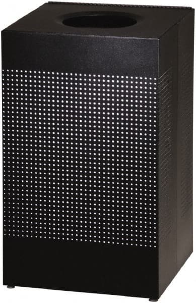 Rubbermaid - 20 Gal Black Square Decorative Waste Receptacle With Top - Steel, 30" High x 476.25mm Long x 476.25mm Wide - A1 Tooling