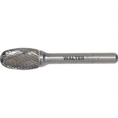 WALTER Surface Technologies - 1/2" Cut Diam, 1/4" Shank Diam, Egg Head Double Cut Burr - Carbide, 7/8" LOC - A1 Tooling