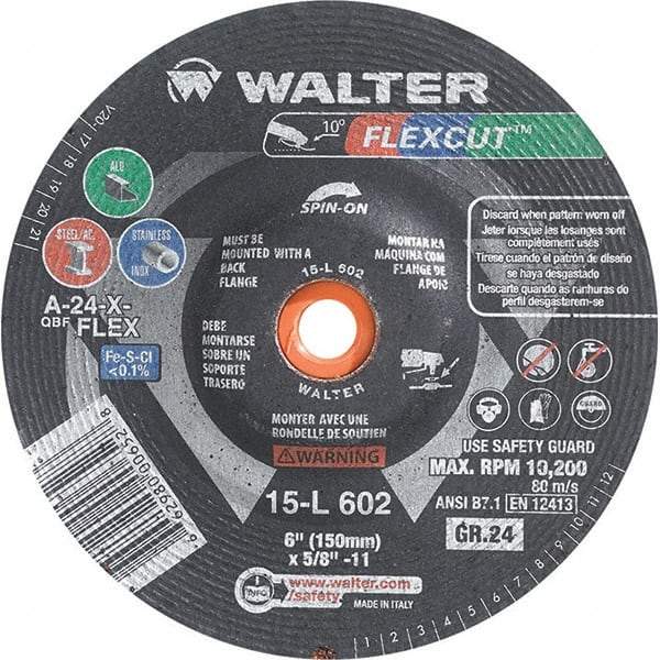 WALTER Surface Technologies - 6" Diam, 24 Grit Surface Grinding Wheel - Aluminum Oxide/Silicon Carbide Blend, Resinoid Bond - A1 Tooling