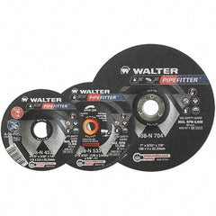 WALTER Surface Technologies - 36 Grit, 4-1/2" Wheel Diam, 5/32" Wheel Thickness, 7/8" Arbor Hole, Type 27 Depressed Center Wheel - Aluminum Oxide/Silicon Carbide Blend, Resinoid Bond, 13,300 Max RPM - A1 Tooling