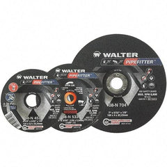 WALTER Surface Technologies - 20 Grit, 9" Wheel Diam, 5/32" Wheel Thickness, 7/8" Arbor Hole, Type 27 Depressed Center Wheel - Aluminum Oxide/Silicon Carbide Blend, Resinoid Bond, 6,600 Max RPM - A1 Tooling