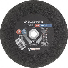 WALTER Surface Technologies - 12" 24 Grit Aluminum Oxide Cutoff Wheel - 1/8" Thick, 1" Arbor, 5,100 Max RPM, Use with Stationary Tools - A1 Tooling