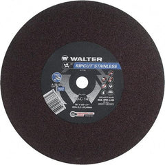 WALTER Surface Technologies - 14" 36 Grit Aluminum Oxide Cutoff Wheel - 1/8" Thick, 1" Arbor, 4,400 Max RPM, Use with Stationary Tools - A1 Tooling