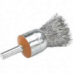 WALTER Surface Technologies - 1/2" Brush Diam, Crimped, End Brush - 1/4" Diam Shank, 25,000 Max RPM - A1 Tooling