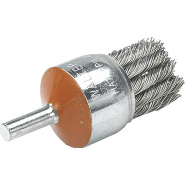 WALTER Surface Technologies - 1-1/8" Brush Diam, Knotted, End Brush - 1/4" Diam Shank, 25,000 Max RPM - A1 Tooling