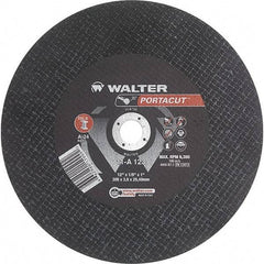 WALTER Surface Technologies - 12" 24 Grit Aluminum Oxide Cutoff Wheel - 1/8" Thick, 1" Arbor, 6,300 Max RPM, Use with Electric & Gas Powered Saws - A1 Tooling