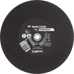 WALTER Surface Technologies - 14" 24 Grit Aluminum Oxide Cutoff Wheel - 1/8" Thick, 1" Arbor, 5,400 Max RPM, Use with Electric & Gas Powered Saws - A1 Tooling