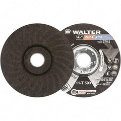 WALTER Surface Technologies - 46 Grit, 5" Wheel Diam, 1/16" Wheel Thickness, 7/8" Arbor Hole, Type 27 Depressed Center Wheel - Aluminum Oxide, Resinoid Bond, 12,200 Max RPM - A1 Tooling