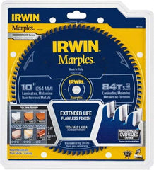 Irwin Blades - 10" Diam, 5/8" Arbor Hole Diam, 84 Tooth Wet & Dry Cut Saw Blade - Carbide-Tipped, Finishing Action, Standard Round Arbor - A1 Tooling