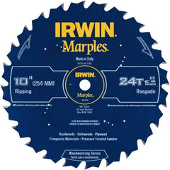 Irwin Blades - 10" Diam, 5/8" Arbor Hole Diam, 24 Tooth Wet & Dry Cut Saw Blade - Carbide-Tipped, Finishing Action, Standard Round Arbor - A1 Tooling