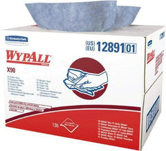 WypAll - X90 Dry Shop Towel/Industrial Wipes - Brag Box/Double Top Box, 16-3/4" x 11" Sheet Size, Blue - A1 Tooling