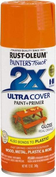 Rust-Oleum - Real Orange, Gloss, Enamel Spray Paint - 8 Sq Ft per Can, 12 oz Container, Use on Multipurpose - A1 Tooling