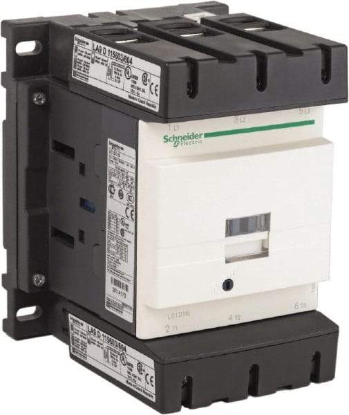 Schneider Electric - 3 Pole, 120 Coil VAC at 50/60 Hz, 115 Amp at 440 VAC, Nonreversible IEC Contactor - Bureau Veritas, CCC, CSA, CSA C22.2 No. 14, DNV, EN/IEC 60947-4-1, EN/IEC 60947-5-1, GL, GOST, LROS, RINA, RoHS Compliant, UL 508, UL Listed - A1 Tooling