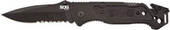 SOG Specialty Knives - 3-13/32" Blade, 8.2" OAL, Partially Serrated Clip Point Folding Knife - 4.8" Closed Length, Plastic, 1 Blade, 1 Edge - A1 Tooling