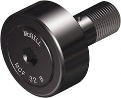 McGill - 30mm Roller Diam x 14mm Width, 12mm Stud Diam x 25mm Length, Crowned Sealed Stud Cam Follower with Hex - Steel, 14mm Thread Length, M12x1.5 Thread, 40mm OAL, 2,491 Lb Dynamic Cap, 3,440 Lb Static Cap - A1 Tooling