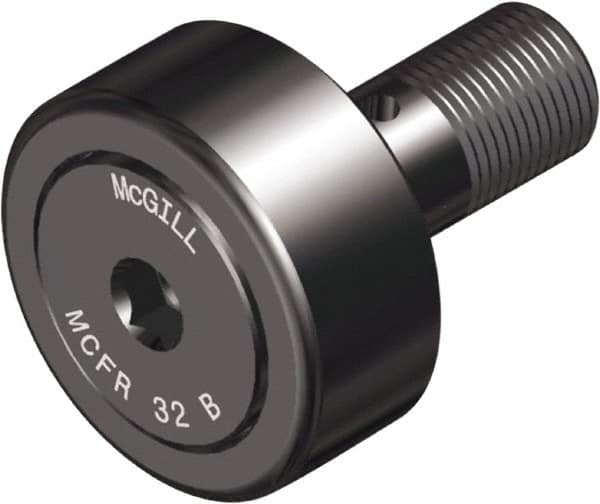 McGill - 30mm Roller Diam x 14mm Width, 12mm Stud Diam x 25mm Length, Crowned Sealed Stud Cam Follower with Hex - Steel, 14mm Thread Length, M12x1.5 Thread, 40mm OAL, 1,542 Lb Dynamic Cap, 1,810 Lb Static Cap - A1 Tooling