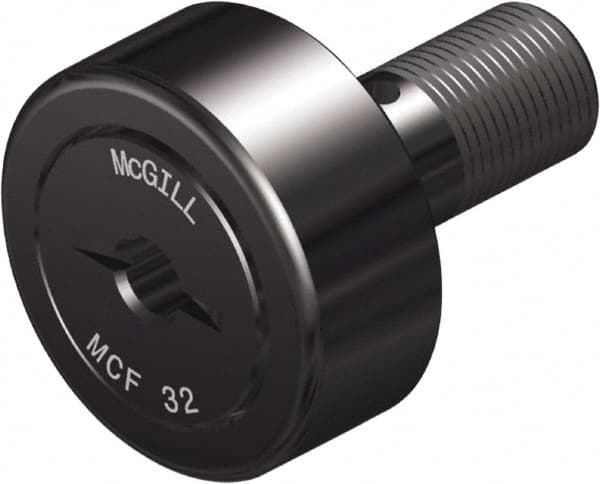 McGill - 22mm Roller Diam x 12mm Width, 10mm Stud Diam x 23mm Length, Crowned Sealed Stud Cam Follower - Steel, 12mm Thread Length, M10x1 Thread, 36mm OAL, 1,765 Lb Dynamic Cap, 2,338 Lb Static Cap - A1 Tooling