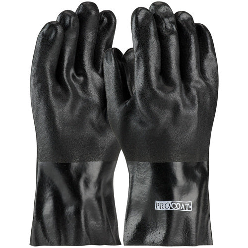 ‎58-8230DD Coated Supported Gloves - ProCoat -  Supported PVC -  Jersey Lined -  Black -  Sandy Finish -  12 Inch