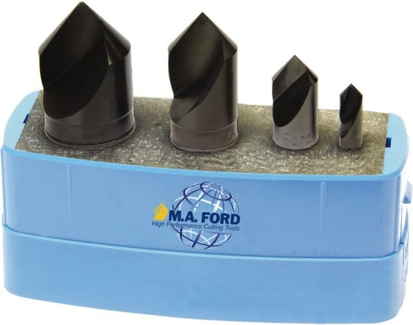 M.A. Ford - 4 Piece, 1/4 to 1" Head Diam, 82° Included Angle, Single End Countersink Set - A1 Tooling