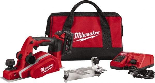 Milwaukee Tool - 18V 3-1/4" Planer - Battery, Charger, Bag and Bevel/Edge Guide, 2 Double Edge Blades Included - A1 Tooling