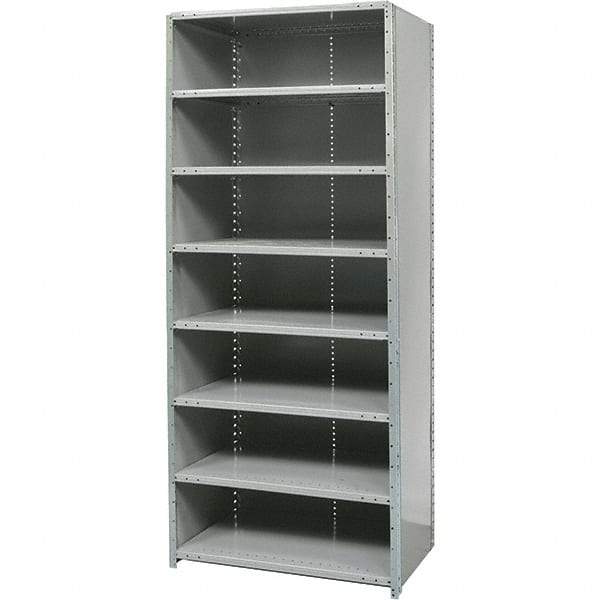 Hallowell - 8 Shelf, 375 Lb. Capacity, Free Standing Closed Shelving - 48 Inch Wide x 18 Inch Deep x 87 Inch High, Gray - A1 Tooling