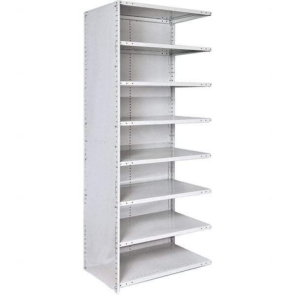 Hallowell - 8 Shelf, 375 Lb. Capacity, Closed Shelving Add-On Unit - 48 Inch Wide x 18 Inch Deep x 87 Inch High, Platinum - A1 Tooling