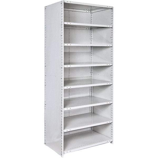 Hallowell - 8 Shelf, 375 Lb. Capacity, Closed Shelving Starter Unit - 48 Inch Wide x 18 Inch Deep x 87 Inch High, Platinum - A1 Tooling