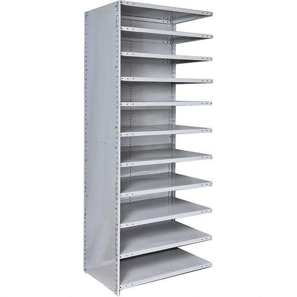 Hallowell - 11 Shelf, 375 Lb. Capacity, Closed Shelving Add-On Unit - 48 Inch Wide x 12 Inch Deep x 87 Inch High, Platinum - A1 Tooling