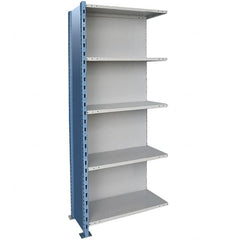 Hallowell - 5 Shelf, 800 Lb. Capacity, Closed Shelving Add-On Unit - 36 Inch Wide x 24 Inch Deep x 123 Inch High, Blue and Platinum - A1 Tooling