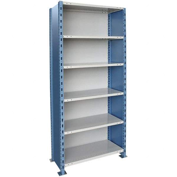 Hallowell - 6 Shelf, 450 Lb. Capacity, Closed Shelving Starter Unit - 48 Inch Wide x 18 Inch Deep x 87 Inch High, Blue and Platinum - A1 Tooling