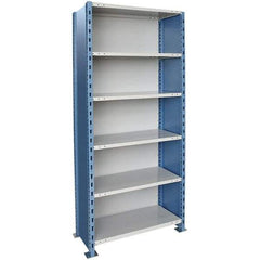 Hallowell - 6 Shelf, 1,250 Lb. Capacity, Closed Shelving Starter Unit - 36 Inch Wide x 24 Inch Deep x 123 Inch High, Blue and Platinum - A1 Tooling