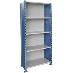 Hallowell - 5 Shelf, 800 Lb. Capacity, Closed Shelving Starter Unit - 36 Inch Wide x 18 Inch Deep x 123 Inch High, Blue and Platinum - A1 Tooling