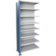 Hallowell - 8 Shelf, 800 Lb. Capacity, Closed Shelving Add-On Unit - 36 Inch Wide x 24 Inch Deep x 87 Inch High, Blue and Platinum - A1 Tooling