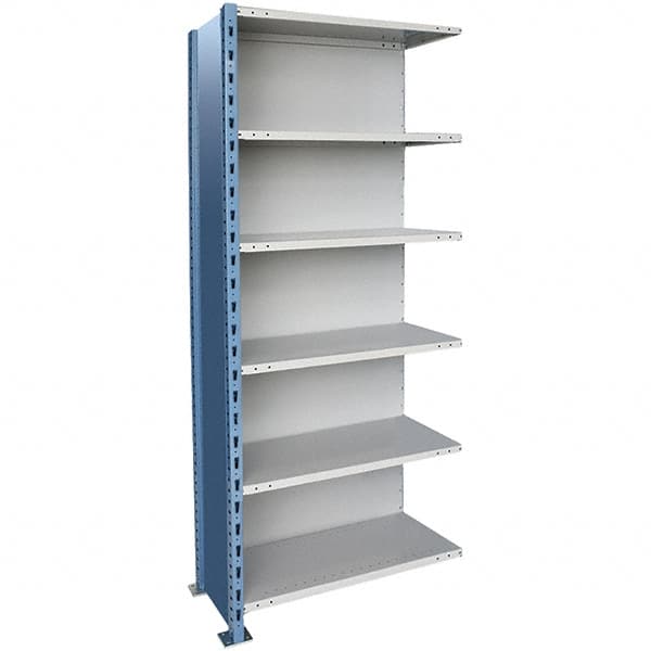 Hallowell - 6 Shelf, 450 Lb. Capacity, Closed Shelving Add-On Unit - 48 Inch Wide x 18 Inch Deep x 87 Inch High, Blue and Platinum - A1 Tooling