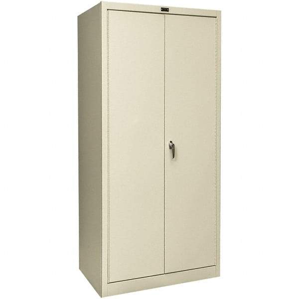 Hallowell - 4 Shelf Locking Storage Cabinet - Steel, 48" Wide x 18" Deep x 72" High, Tan - A1 Tooling