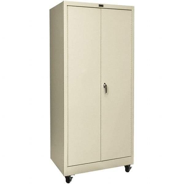 Hallowell - 4 Shelf Mobile Storage Cabinet - Steel, 48" Wide x 24" Deep x 72" High, Tan - A1 Tooling