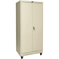 Hallowell - 4 Shelf Mobile Storage Cabinet - Steel, 36" Wide x 24" Deep x 72" High, Tan - A1 Tooling