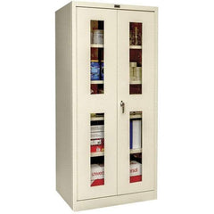 Hallowell - 4 Shelf Locking Storage Cabinet - Steel, 48" Wide x 18" Deep x 72" High, Tan - A1 Tooling