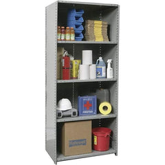 Hallowell - 5 Shelf, 750 Lb. Capacity, Closed Shelving Starter Unit - 48 Inch Wide x 12 Inch Deep x 87 Inch High, Gray - A1 Tooling