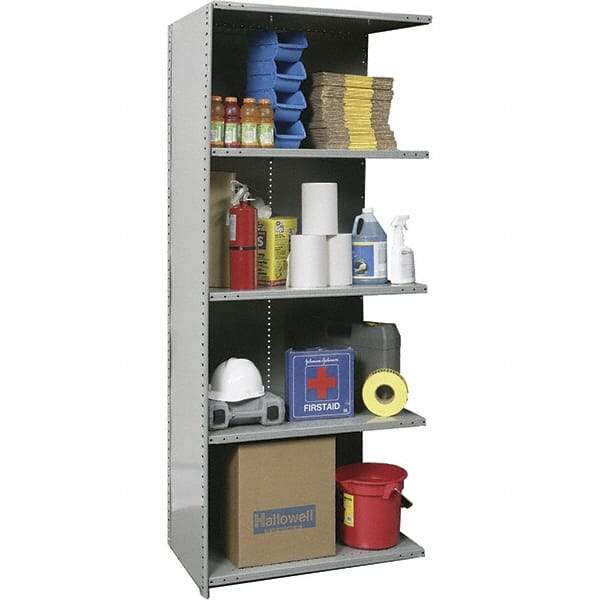 Hallowell - 5 Shelf, 500 Lb. Capacity, Closed Shelving Add-On Unit - 36 Inch Wide x 18 Inch Deep x 87 Inch High, Gray - A1 Tooling