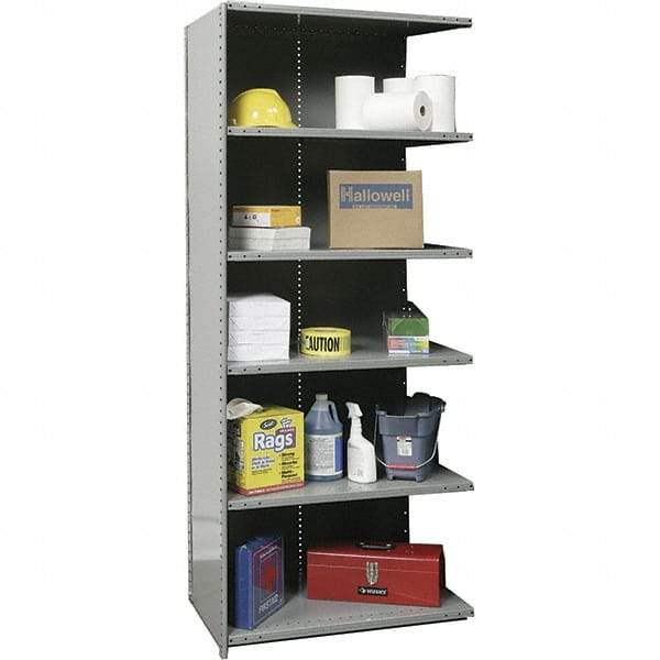 Hallowell - 6 Shelf, 900 Lb. Capacity, Closed Shelving Add-On Unit - 48 Inch Wide x 24 Inch Deep x 87 Inch High, Gray - A1 Tooling