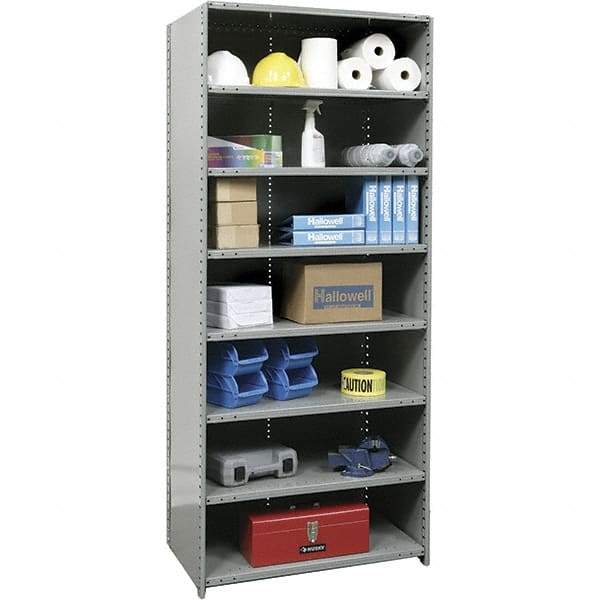 Hallowell - 8 Shelf, 375 Lb. Capacity, Closed Shelving Starter Unit - 48 Inch Wide x 18 Inch Deep x 87 Inch High, Gray - A1 Tooling