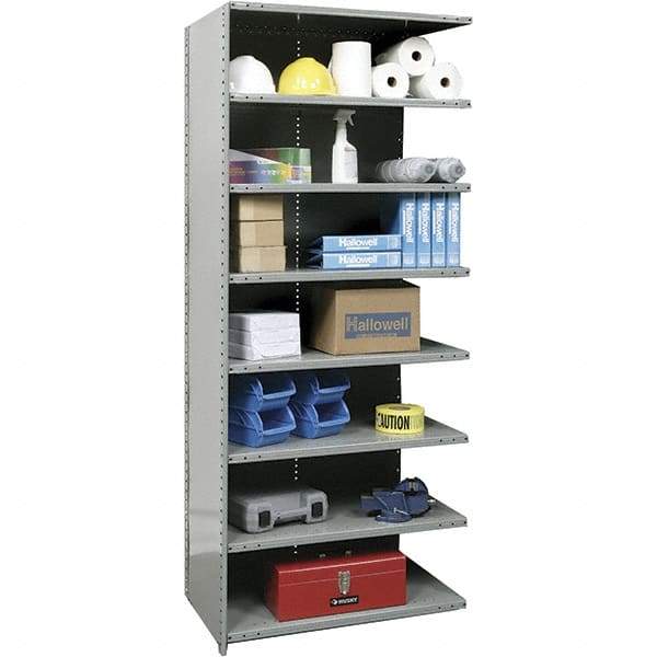 Hallowell - 8 Shelf, 375 Lb. Capacity, Closed Shelving Add-On Unit - 48 Inch Wide x 12 Inch Deep x 87 Inch High, Gray - A1 Tooling